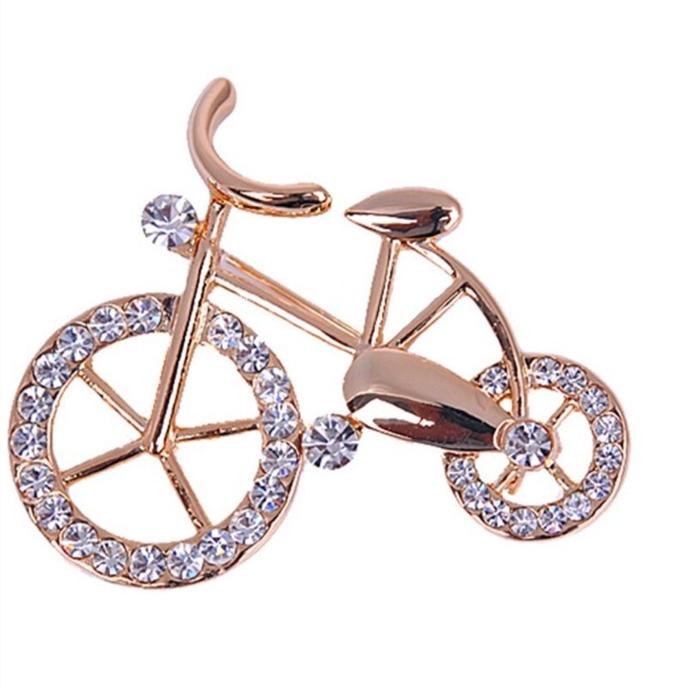 Brooch Cute Bicycle Bike Rhinestone Sparkle Gemstone Bike Lovers Pins